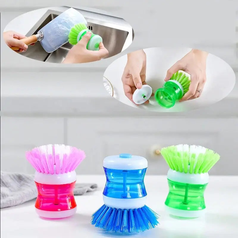 Ustensiles de lavage de cuisine de couleur aléatoire avec distributeur de savon liquide vaisselle, brosse à vaisselle, accessoires de nettoyage ménager